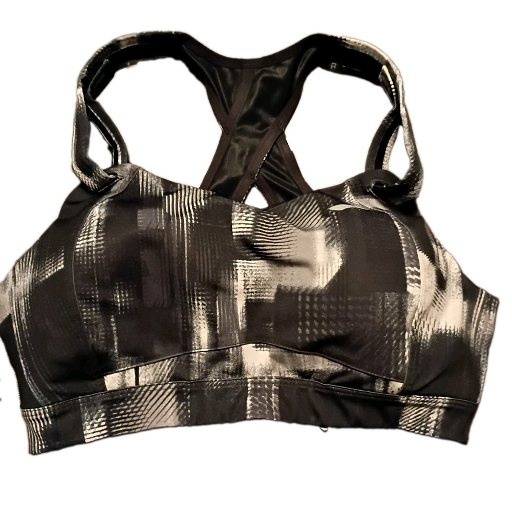 Brooks Juno High Impact Sports Bra 34DD Asphalt Eclipse Jacquard 350071